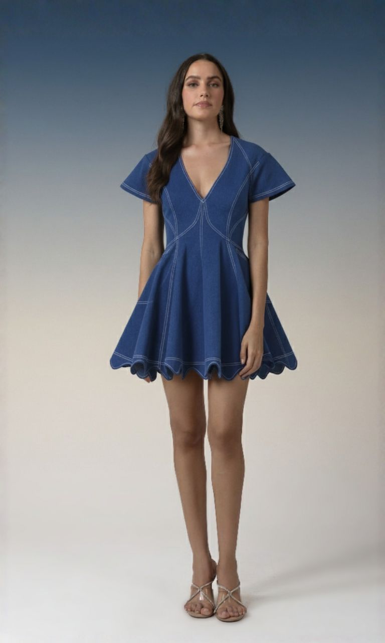 Blue Flare Mini Dress